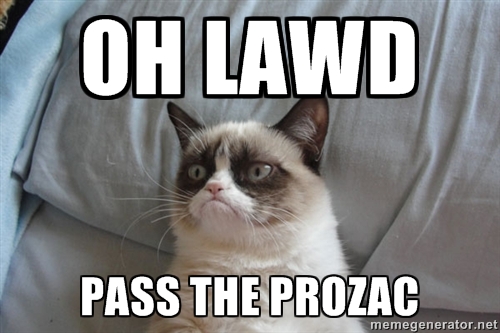 Grumpy Cat says 'Pass the Prozac'!