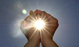 Cupping energy with fingers together